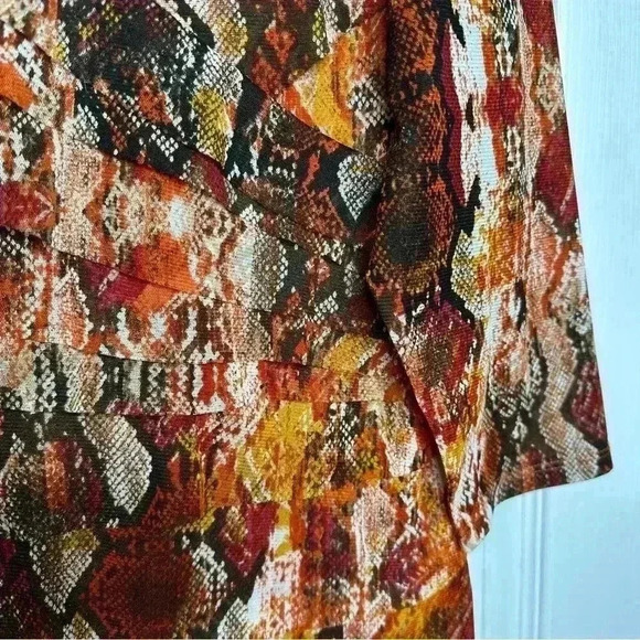 Tanjay Petite Blouse Mesh Ruffles 3/4 Length Sleeves V-Neck Orange Size Small - Picture 13 of 16